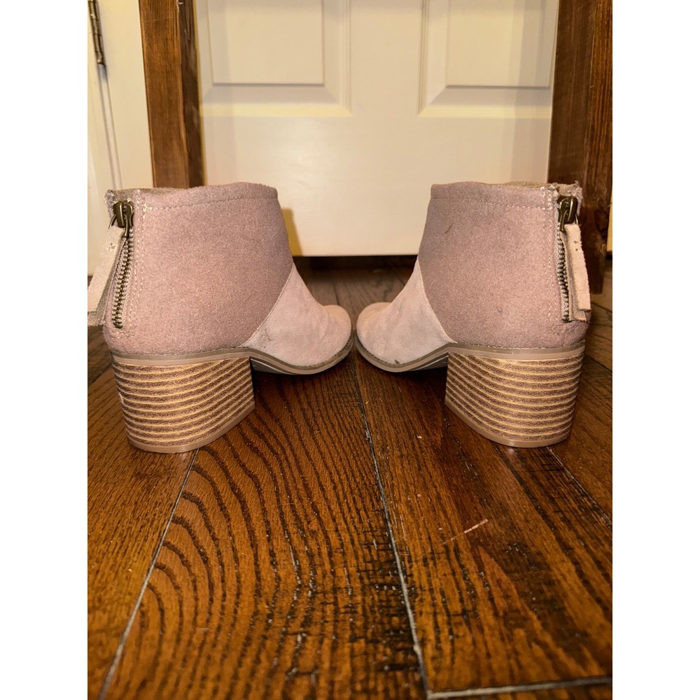 TOMS Suede Block Heel Ankle Boots Taupe Pink Women's Size‎ 7 UK 5 EU 37.5 - Picture 4 of 7